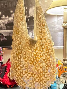 Vintage-Inspired Cream Sequin Hobo Bag